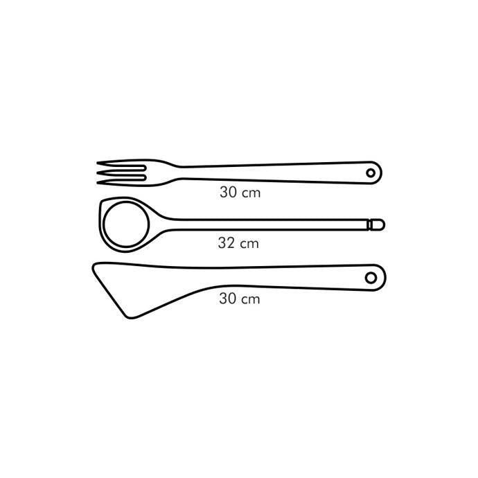 Set 3 pcs Spoon, Shovel, Woody Fork