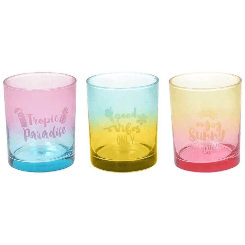 Set of 3 Glasses 280 Cc Multicolor Glass Sunset Line