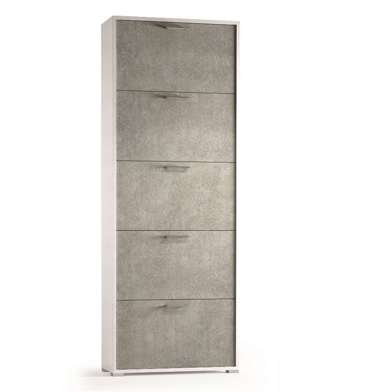 Zapatero De Doble Fondo Con 5 Puertas Hasta 18 Pares De Zapatos blanco/cemento