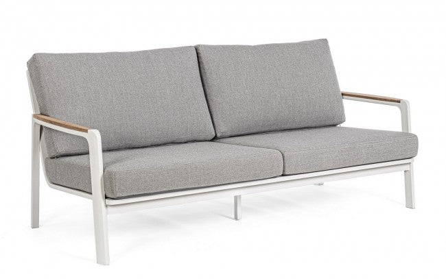 2-3 seater aluminum sofa with white Jalisco cushions