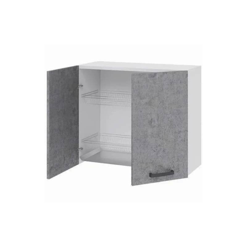 White Kitchen Dish Drainer Wall Unit with 2 Cement Doors 80x32xH 72