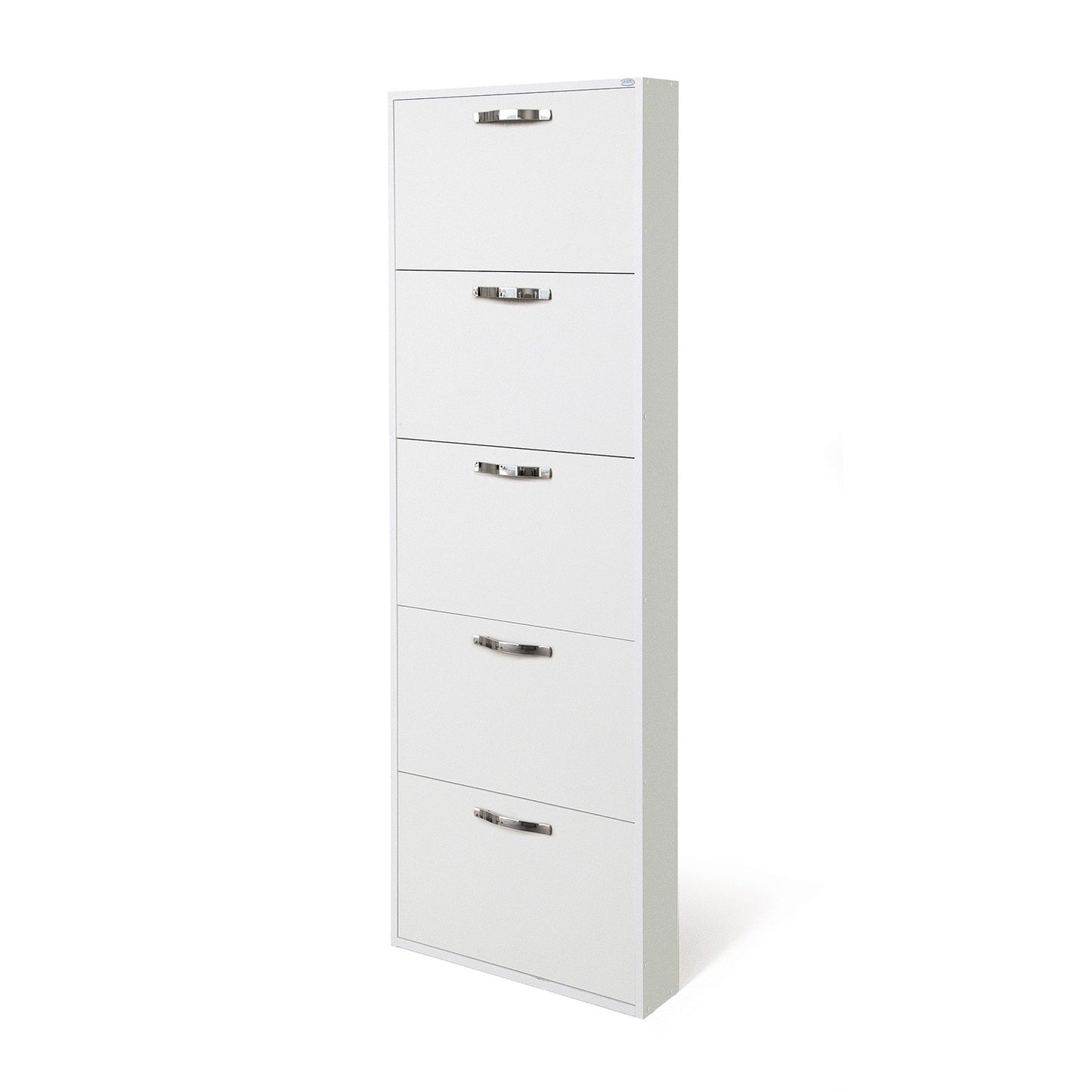 Slim Serena Shoe Cabinet White with 5 Flaps H.180x65x15 cm
