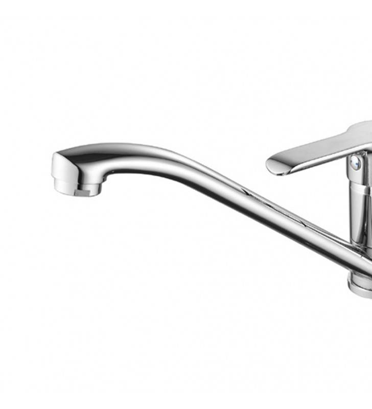 Monomando de lavabo con caño giratorio de la serie Ariel, con acabado cromado.