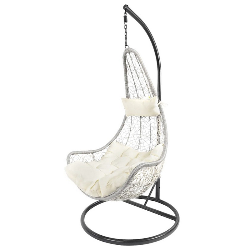 Hanging Egg Chair ALYSSA in Grey with Cushion, 125x81x195h