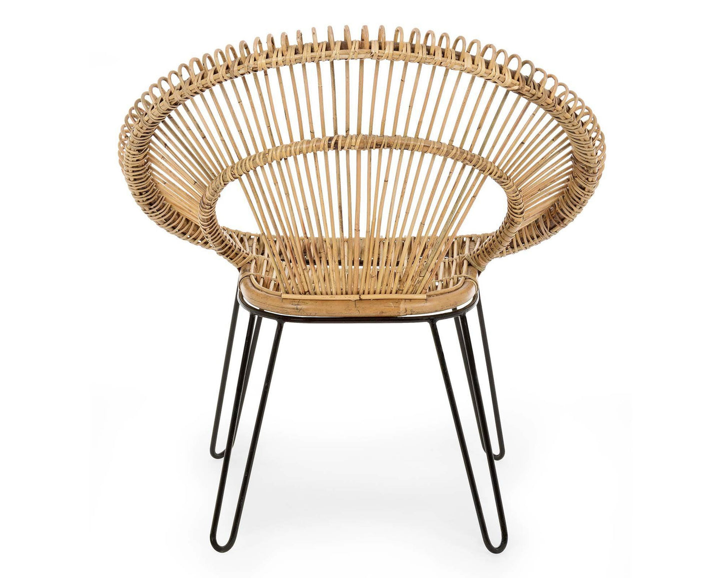 Natural Esteban Sessel in Rattan und Stahl - elegantes Design für Innen- und Außenbereiche