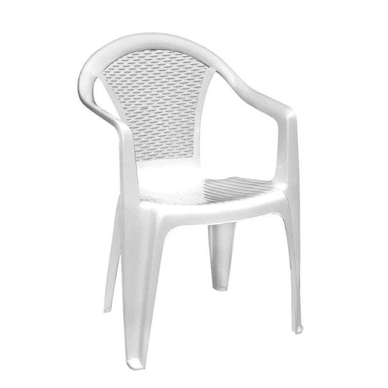 Silla de Resina Blanca - Diseño Apilable con Respaldo Bajo