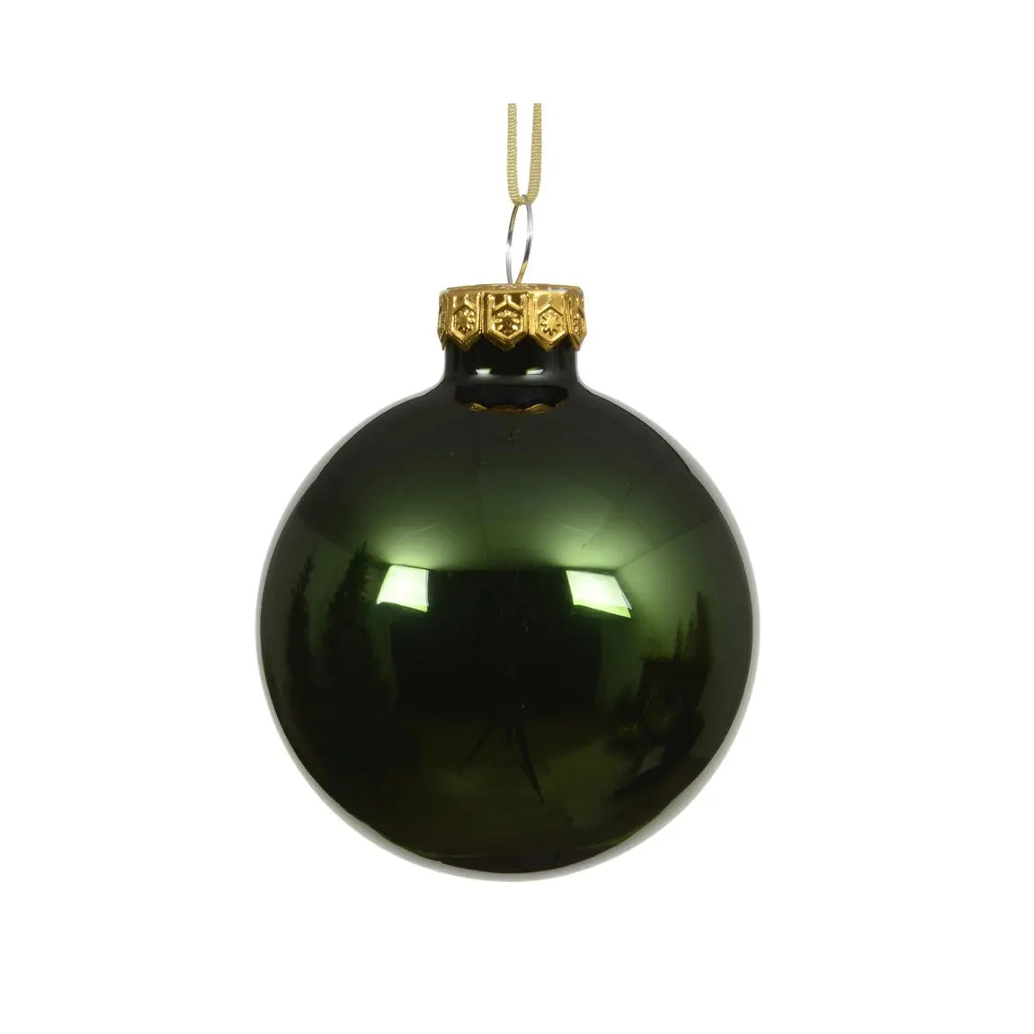 Sfera natalizia in vetro verde pino lucido Ø10 cm