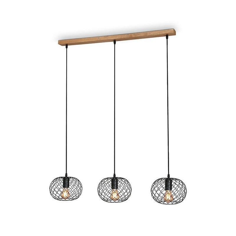 Winki 3xE27 Aufhängung 90 cm schwarz/Holz
