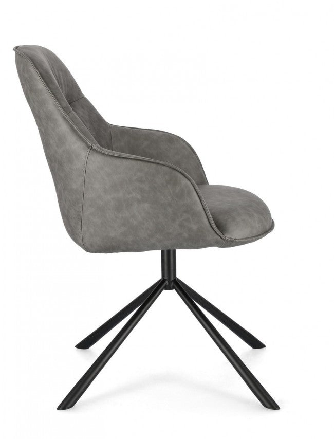 2x Poltrona grigia ecopelle 59x65x86