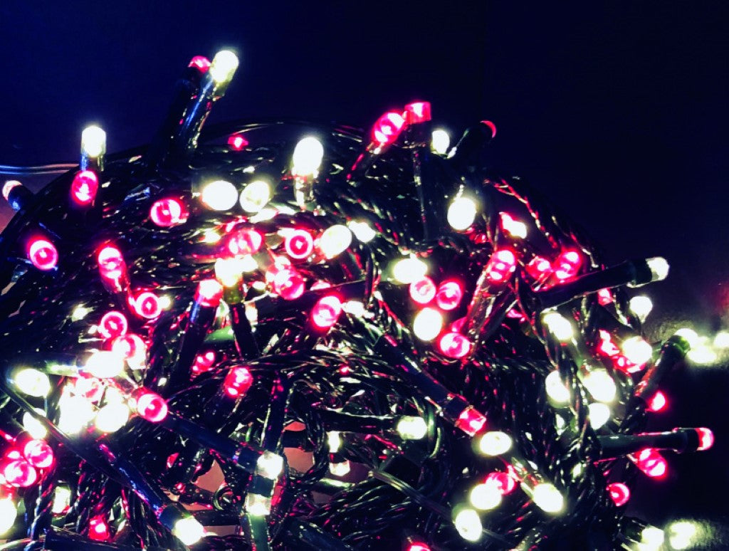 Catena led 25m 500 luci bianco caldo e rosso