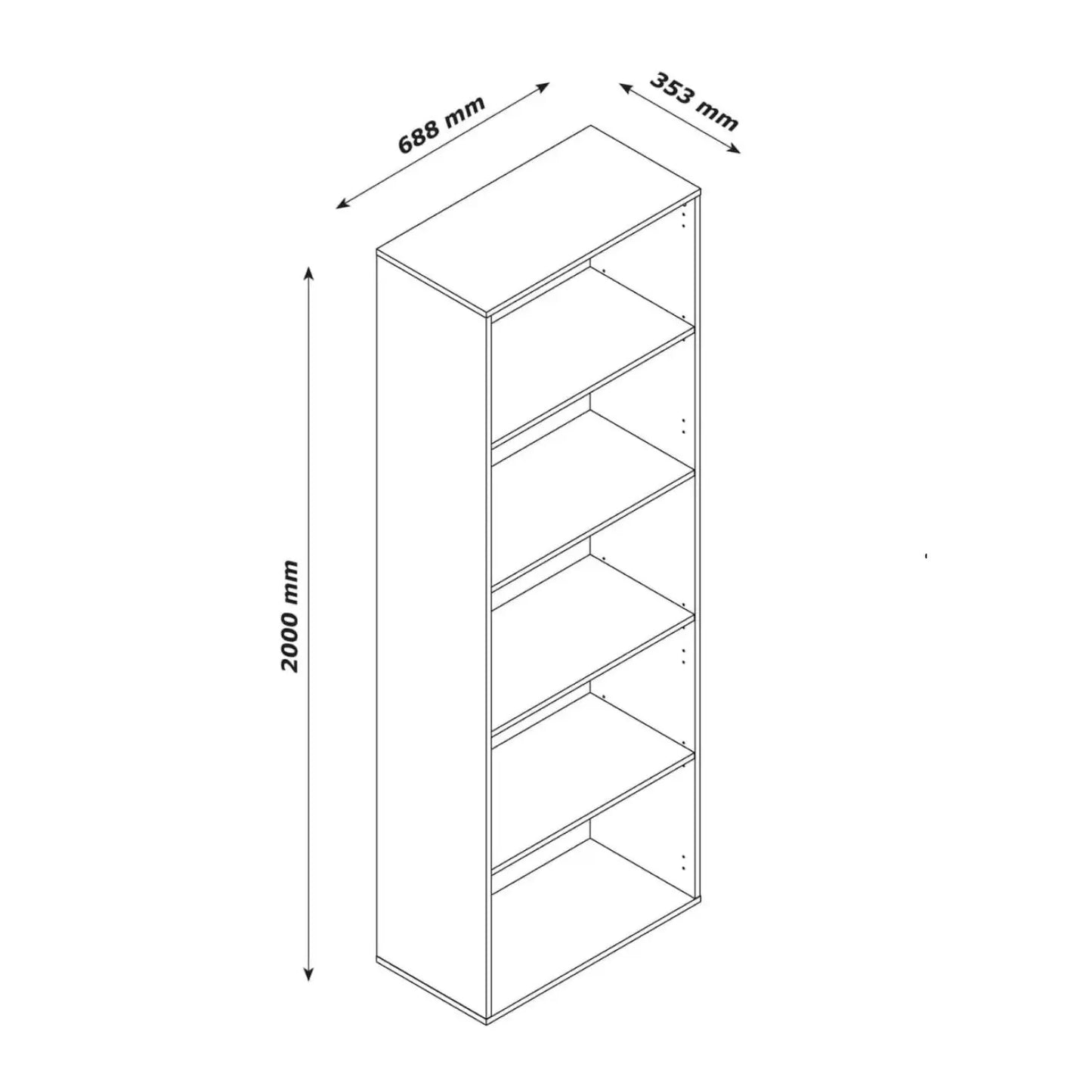 Bookcase with 5 concrete shelves 68.8x35.3x200 composed