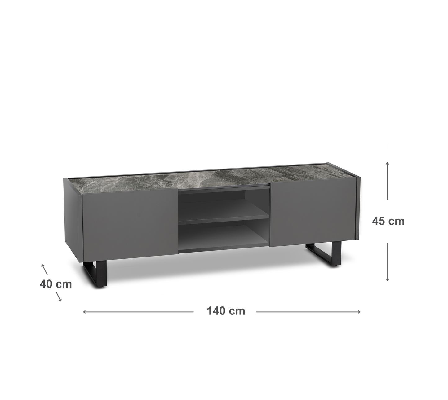 Porta TV grigio-grigio scuro 40 cm x 140 cm H. 45 cm
