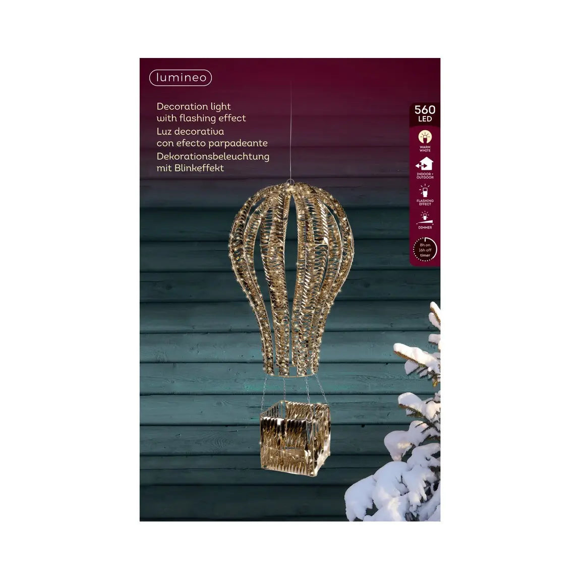 Mongolfiera luminosa LED oro e bianco caldo da esterno 47 × 47 × H100 cm
