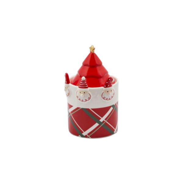 Recipiente redondo de cerámica rojo 12x20 cm