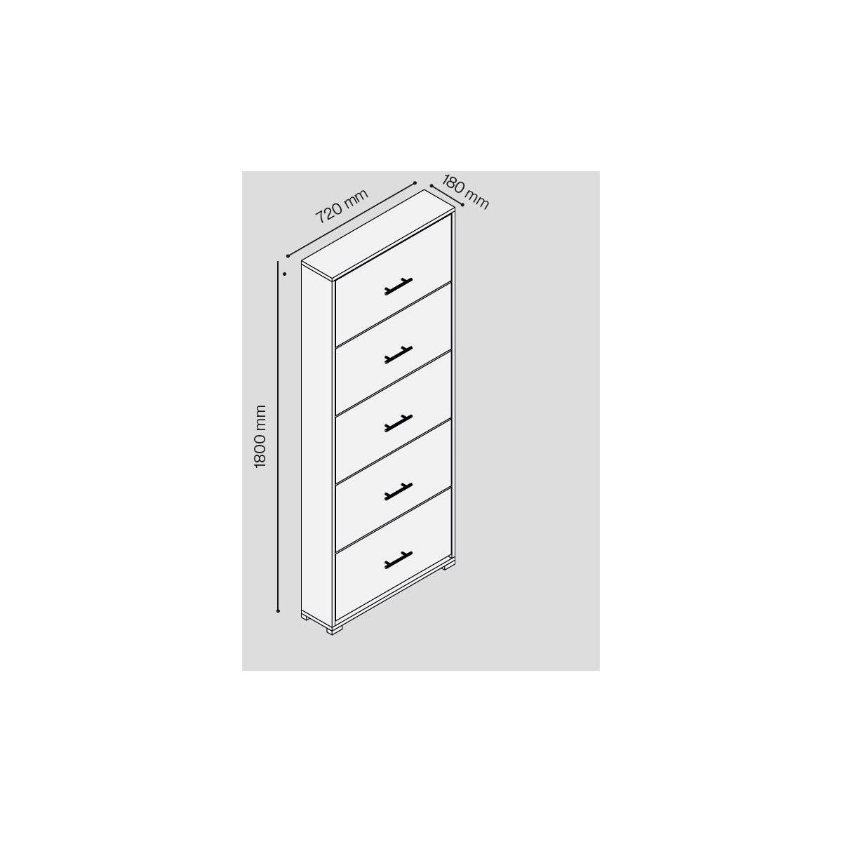 SCARPIERA 5 ANTE IN KIT BIANC CALDO MELAMINICO DA 18MM 180X720X1800HMM