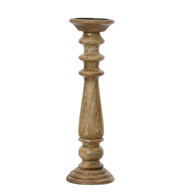 Candelabro in legno di mango naturale 15 × 15 × H46 cm