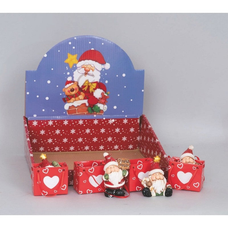 Babbo Natale in ceramica H7 cm assortito in sacchetto borsetta – 1 pezzo assortito