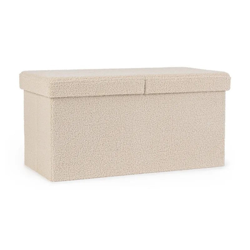 Puf contenedor Joris efecto bouclé beige 76x38x38 cm