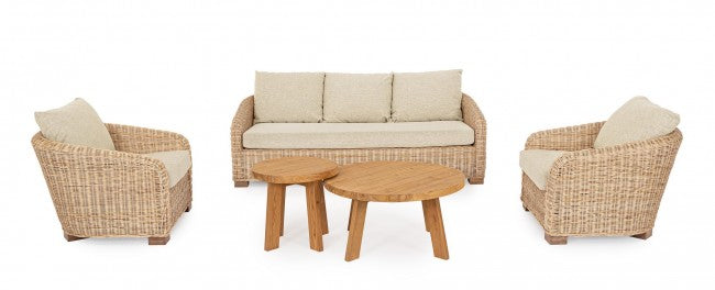 Tavolino rotondo in legno di teak D.80x40h