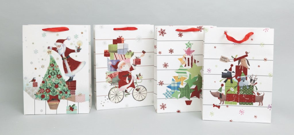 White Christmas gift bag 30x12x42 cm
