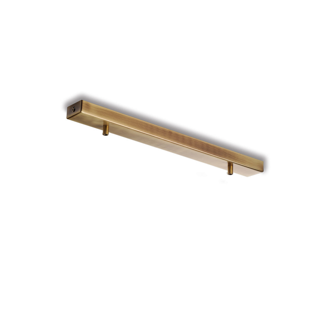 Rosone rettangolare multicavo in ferro bronzato 2 fori H.3 - L.50 x 5