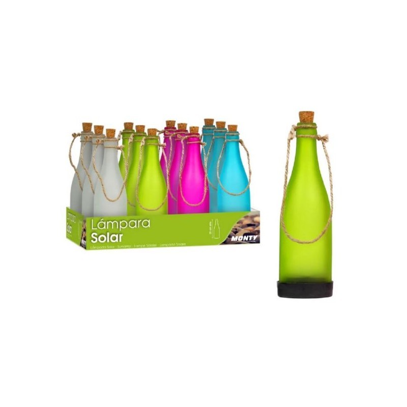 Lámpara solar botella de cristal 25 cm