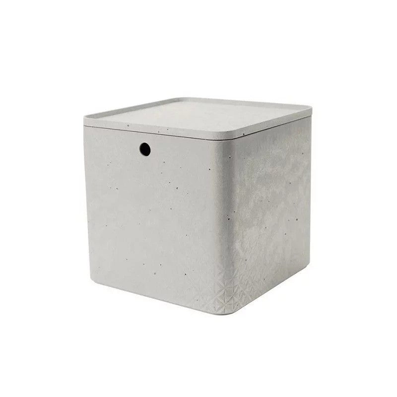 Contenedor Curve con tapa efecto cemento 18l cm 39x29x18 h