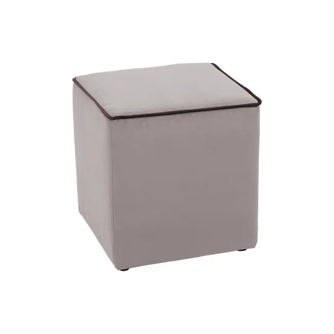 Zeno-Hocker aus taubengrauem Samt – brauner Rand