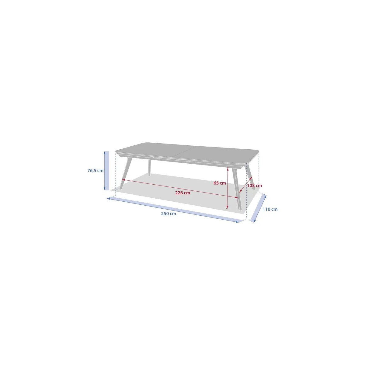 Pulpy 12-seater extendable garden table, laurel green/granite grey