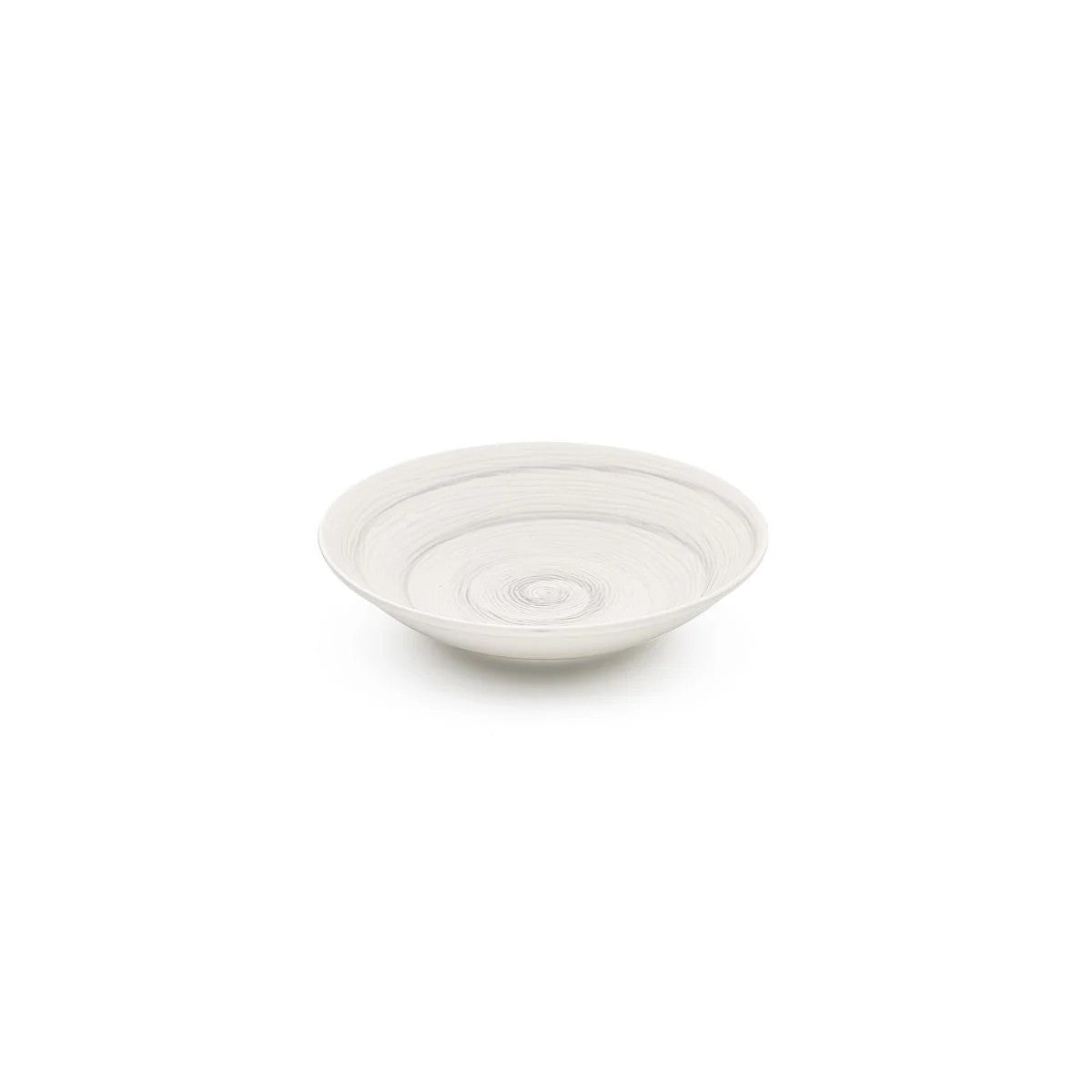 Weißer Memento-Tisch-Suppenteller aus handbemalter Keramik, Ø 23,5 cm