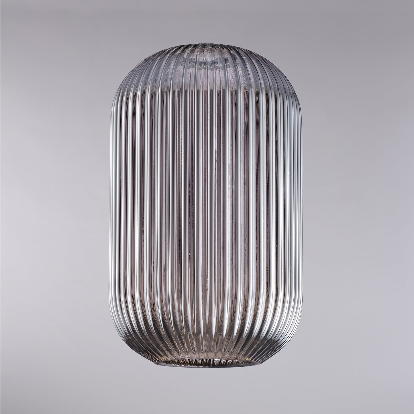 diffusore in vetro soffiato grigio specchiato con decoro rigatura in rilievo H.34 - Ø20