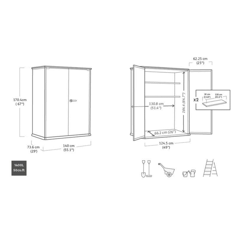 Capanno Keter Cortina alto 1400l grigio cm 140x73,6x170,4 h