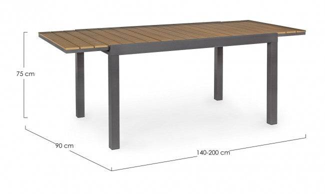 Tavolo allungabile in alluminio Elias 140-200x90 cm