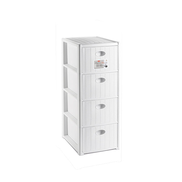 Elegance Slim white chest of drawers with 4 space-saving drawers