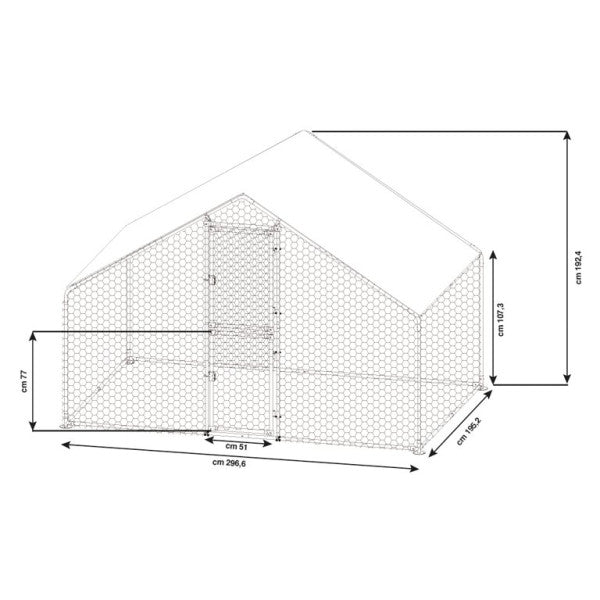 Jaula para pollos de acero galvanizado 2 x 3 x H 2 m