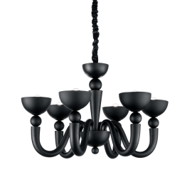 Lampadario trendy retro nero cm 80 metallo vetro