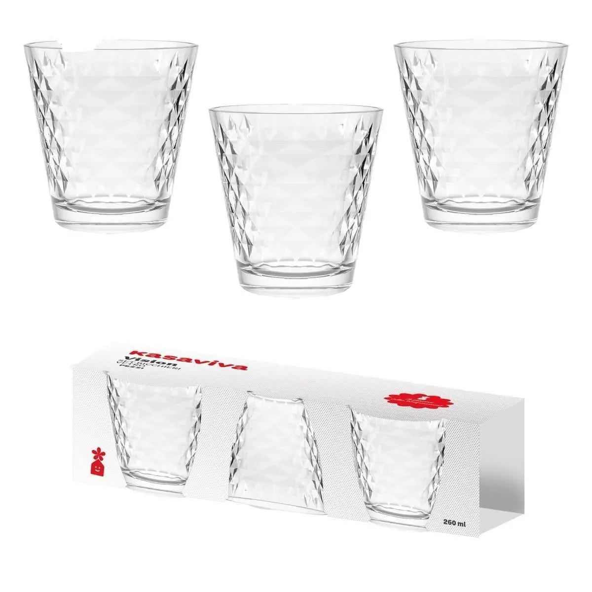Set of 3 glasses vision Diamond 25 cl