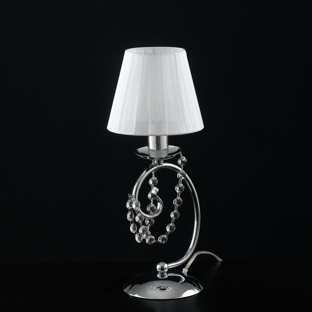 Lumetto in ferro cromato 1 luce con paralume H.27 - Ø13