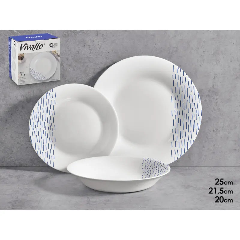 Set of 18 round decorated plates
