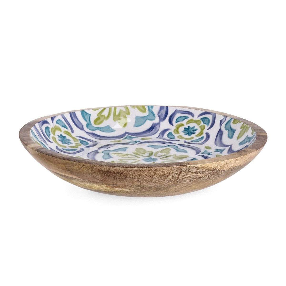 Cuenco Bizzotto Sintra azul Ø38x6,5h con decoración de mayólica de madera de mango