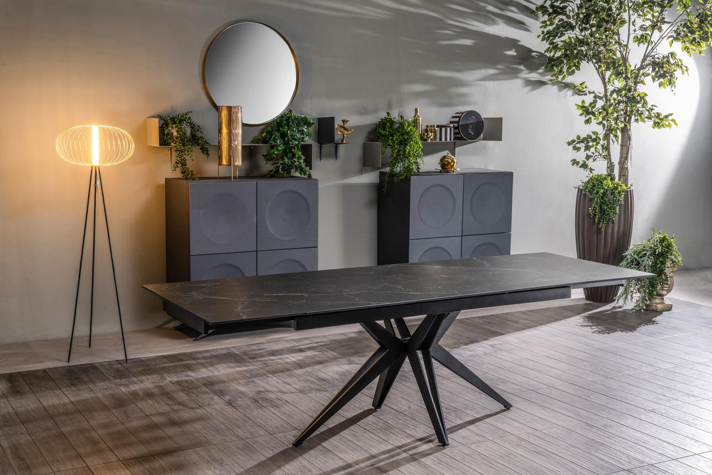 Tavolo Allungabile Nero Opaco con Gambe a X, 90x160-240x76 cm