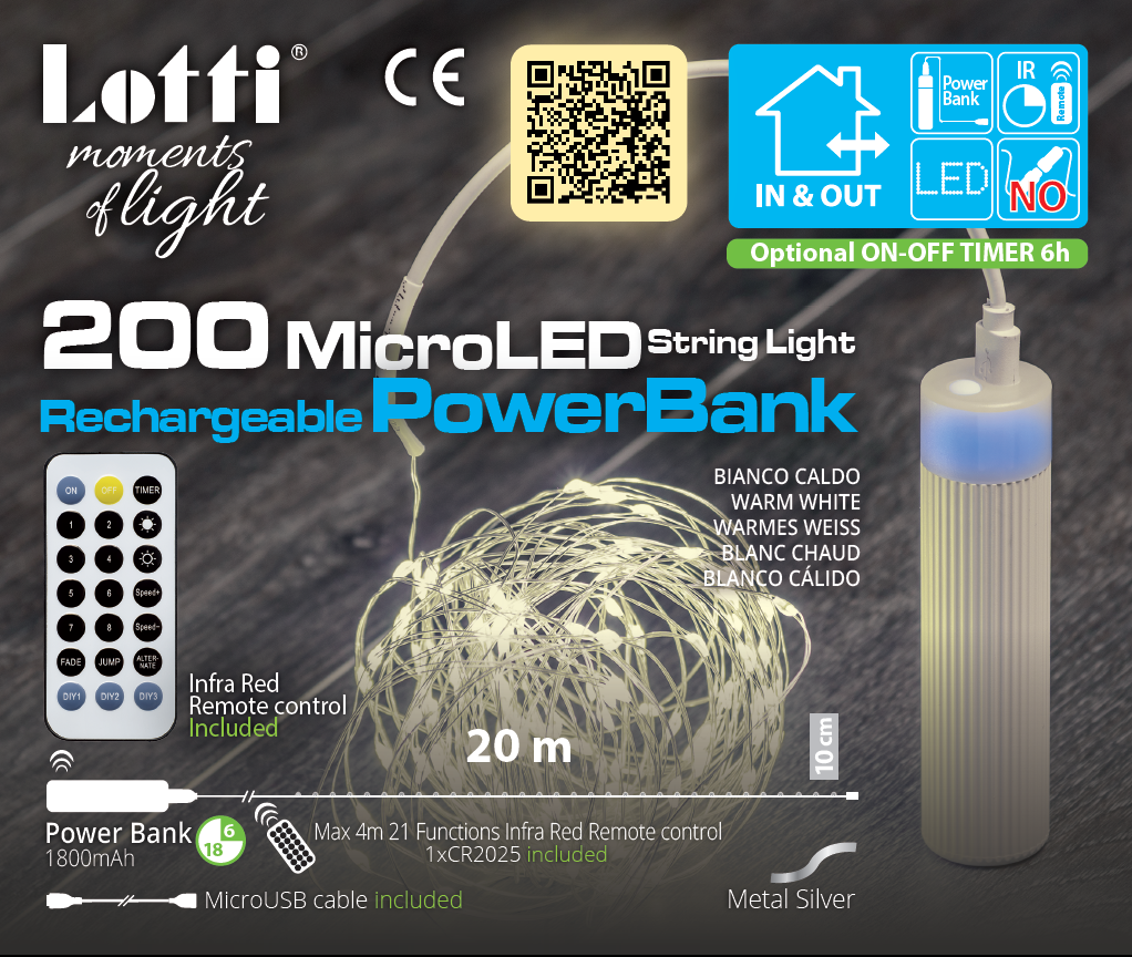 Christmas light chain 20m M-P18 200 microled IR 21 Tendomo Functions