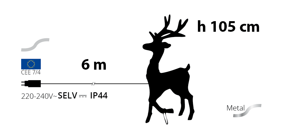 Renna 3D H105cm con zampa alzata