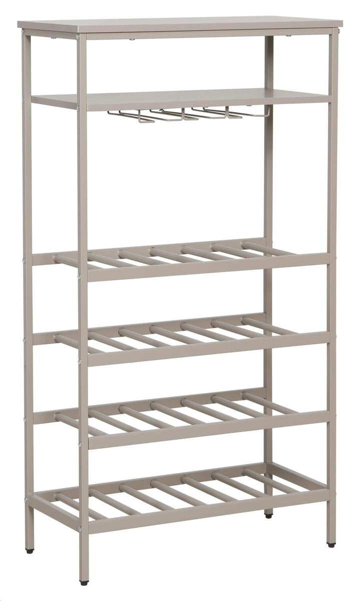 Cantinetta portabottiglie Grancru in legno e metallo tortora cm 65×30×120