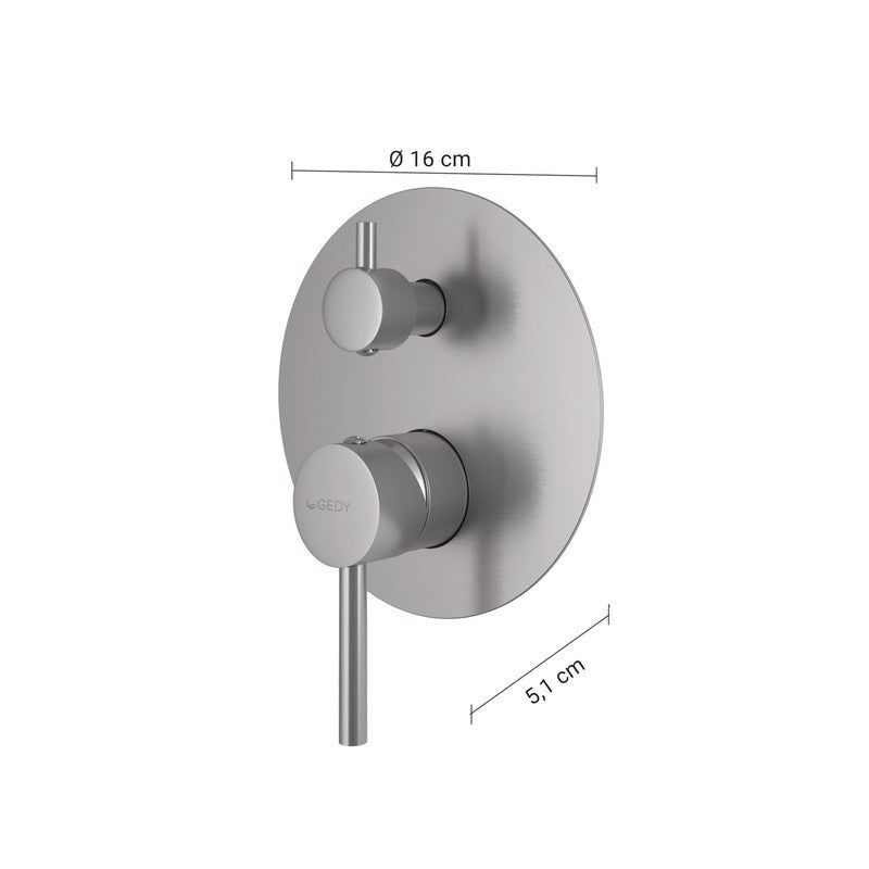 Miscelatore da incasso per doccia con deviatore Garda gun metal 16 x 16 x 5,1 cm