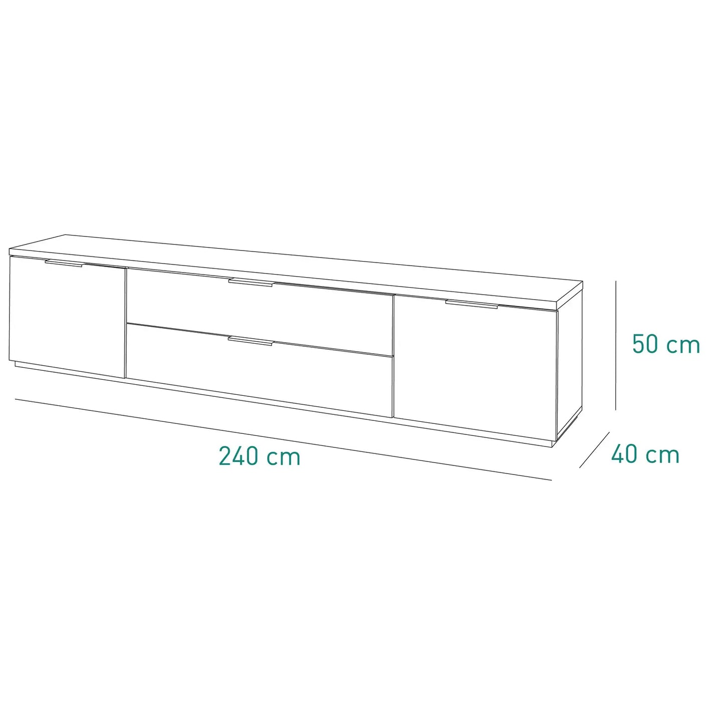 Porta tv Mon 2 ante + 2 ribalte cm 240x51x40,50 h
