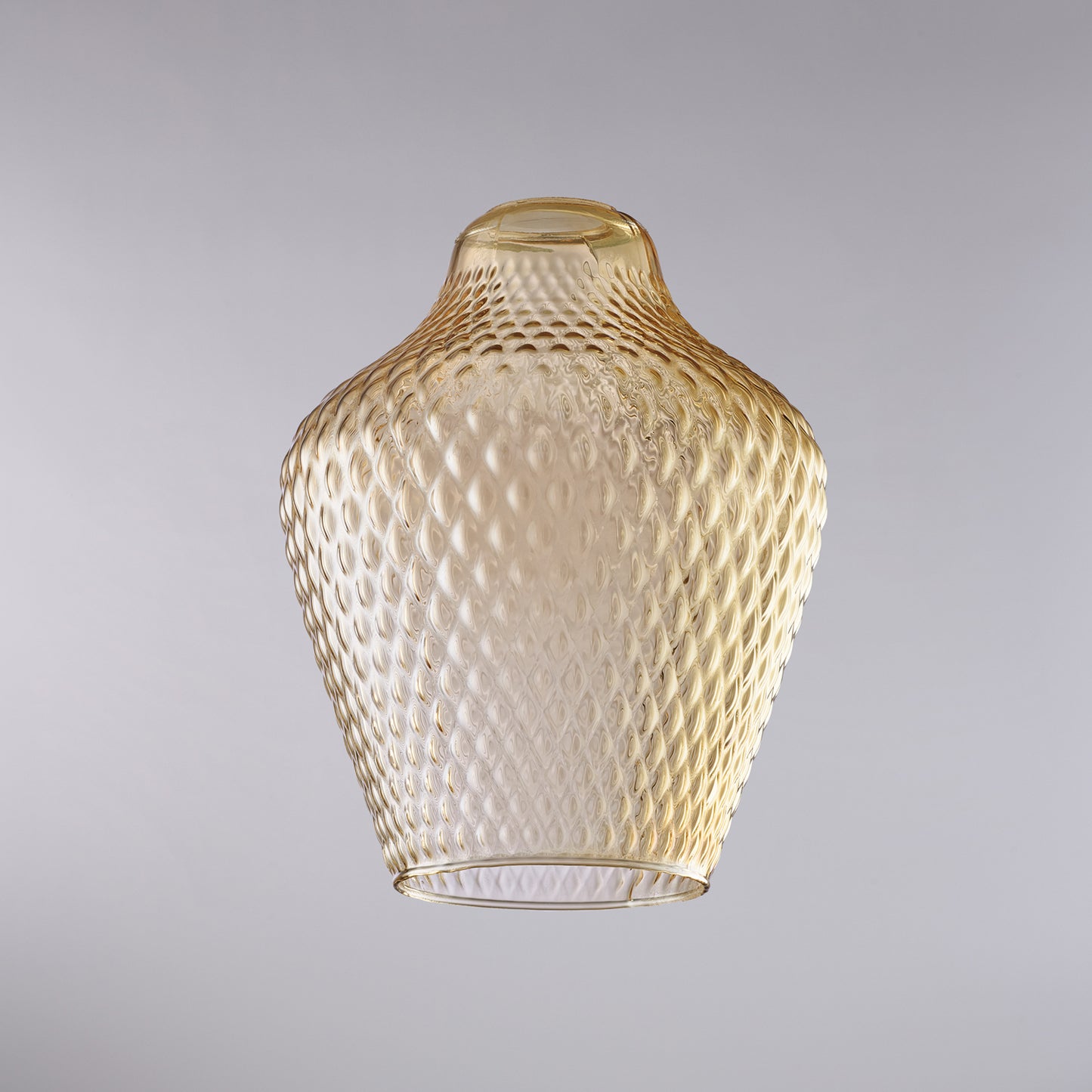 diffusore in vetro soffiato ambra con decoro in rilievo H.27 - Ø21