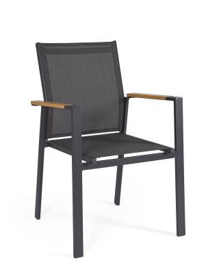 Anthrazitfarbener Krion-Stuhl mit Armlehnen 56x61,5x88h cm