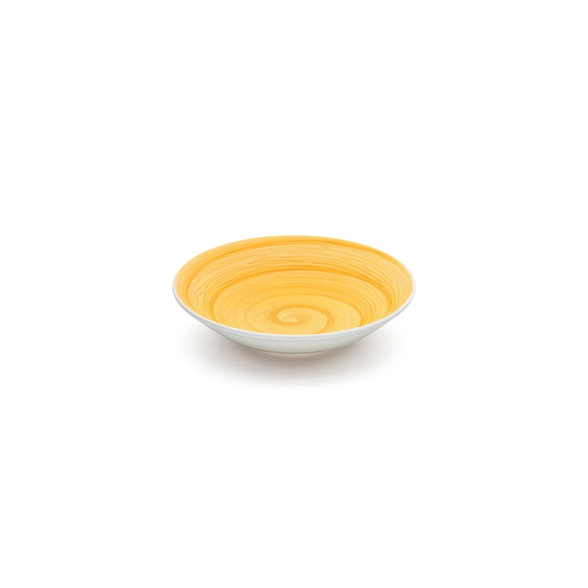 Gelber Memento-Suppenteller aus handbemalter Keramik, Ø 23,5 cm