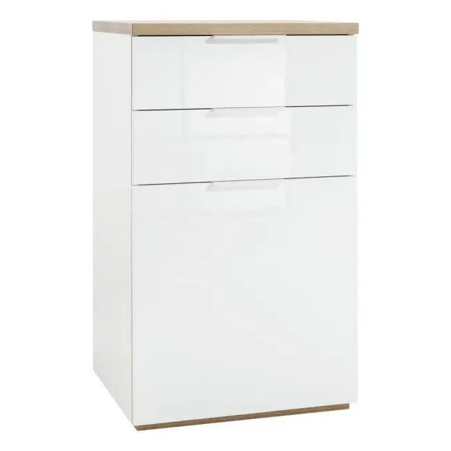 Madia Mundi 1 anta e 2 cassetti bianco laccato cm 60x50x102h